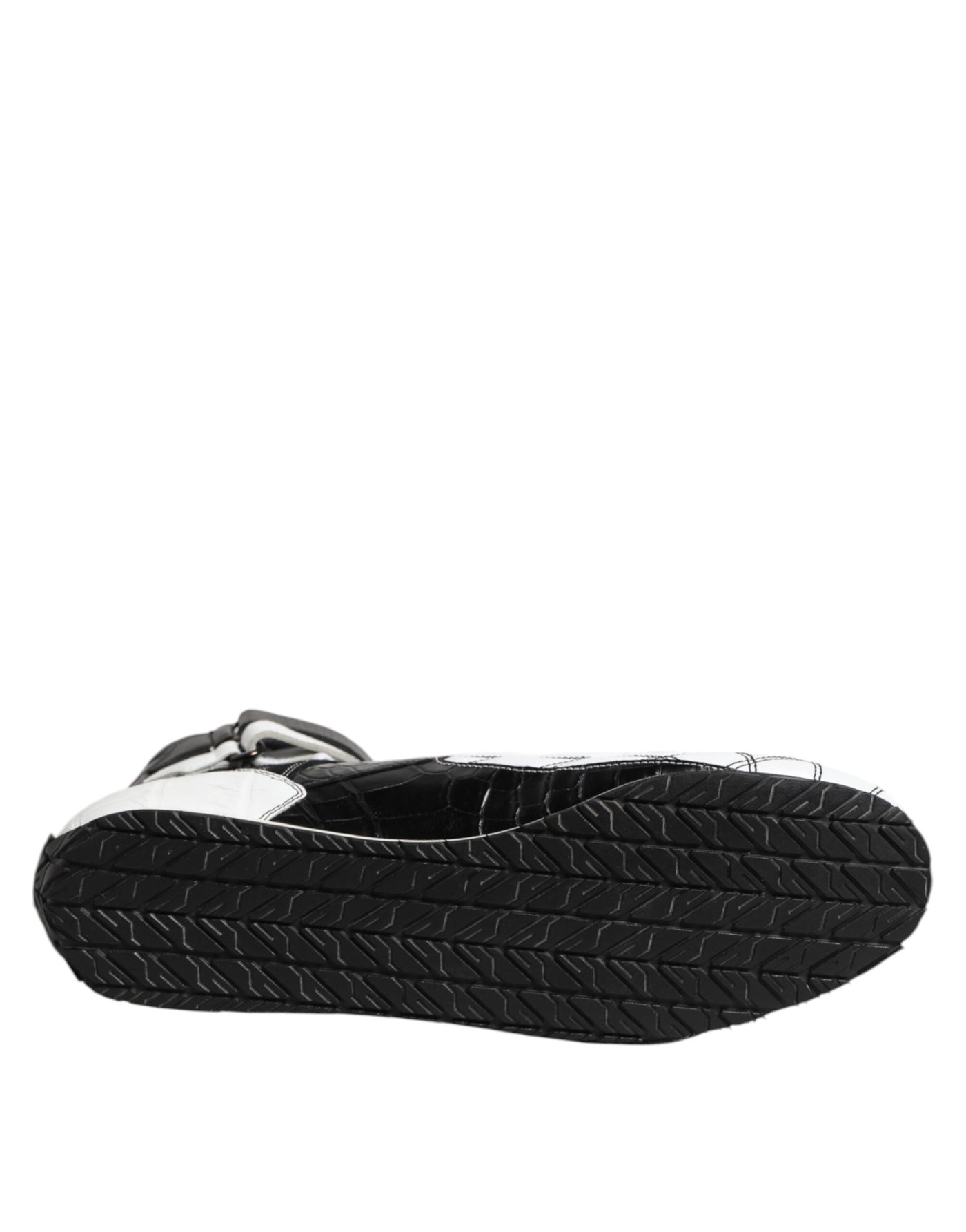 Dolce &amp; Gabbana Zwart Wit Leren Hoge Sneakers Schoenen