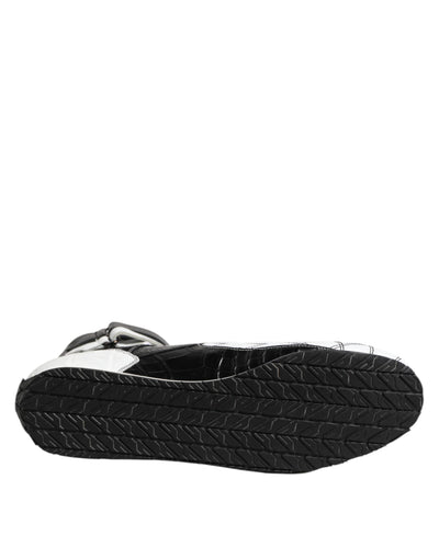Dolce &amp; Gabbana Zwart Wit Leren Hoge Sneakers Schoenen