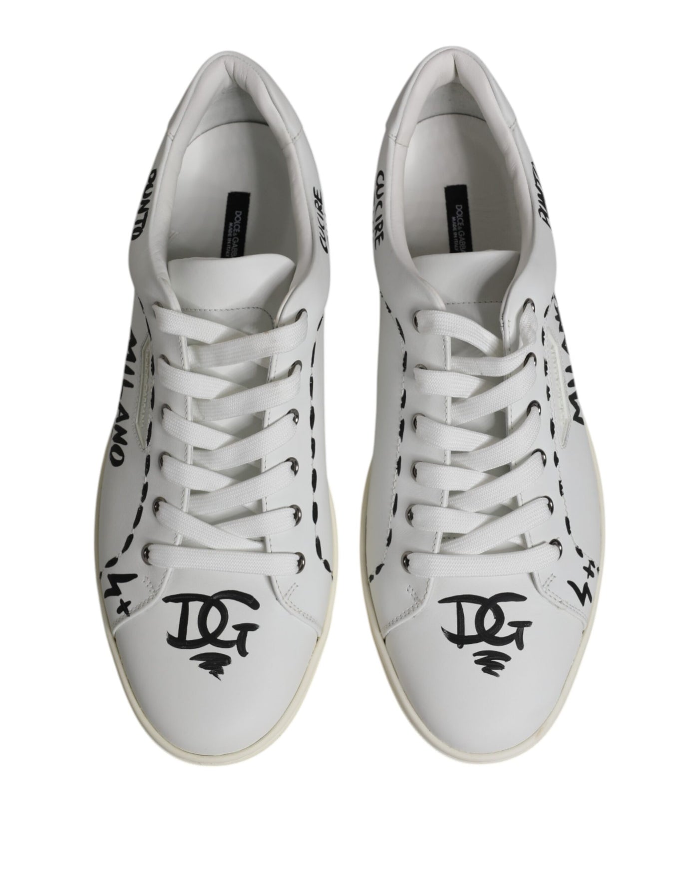 Dolce &amp; Gabbana Witte London Kalfsleren Heren Sneakers Schoenen
