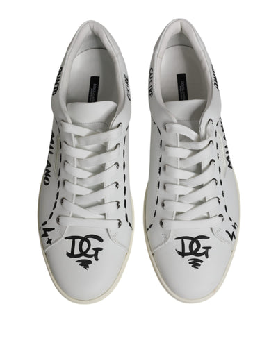 Dolce &amp; Gabbana Witte London Kalfsleren Heren Sneakers Schoenen