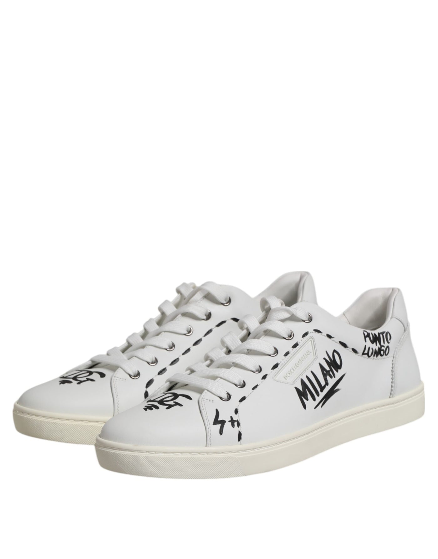 Dolce &amp; Gabbana Witte London Kalfsleren Heren Sneakers Schoenen
