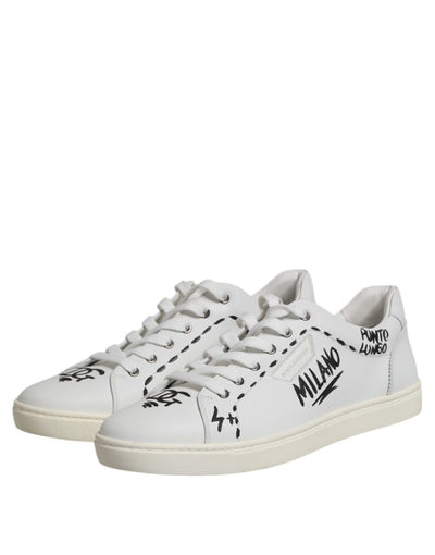 Dolce &amp; Gabbana Witte London Kalfsleren Heren Sneakers Schoenen