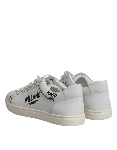 Dolce &amp; Gabbana Witte London Kalfsleren Heren Sneakers Schoenen