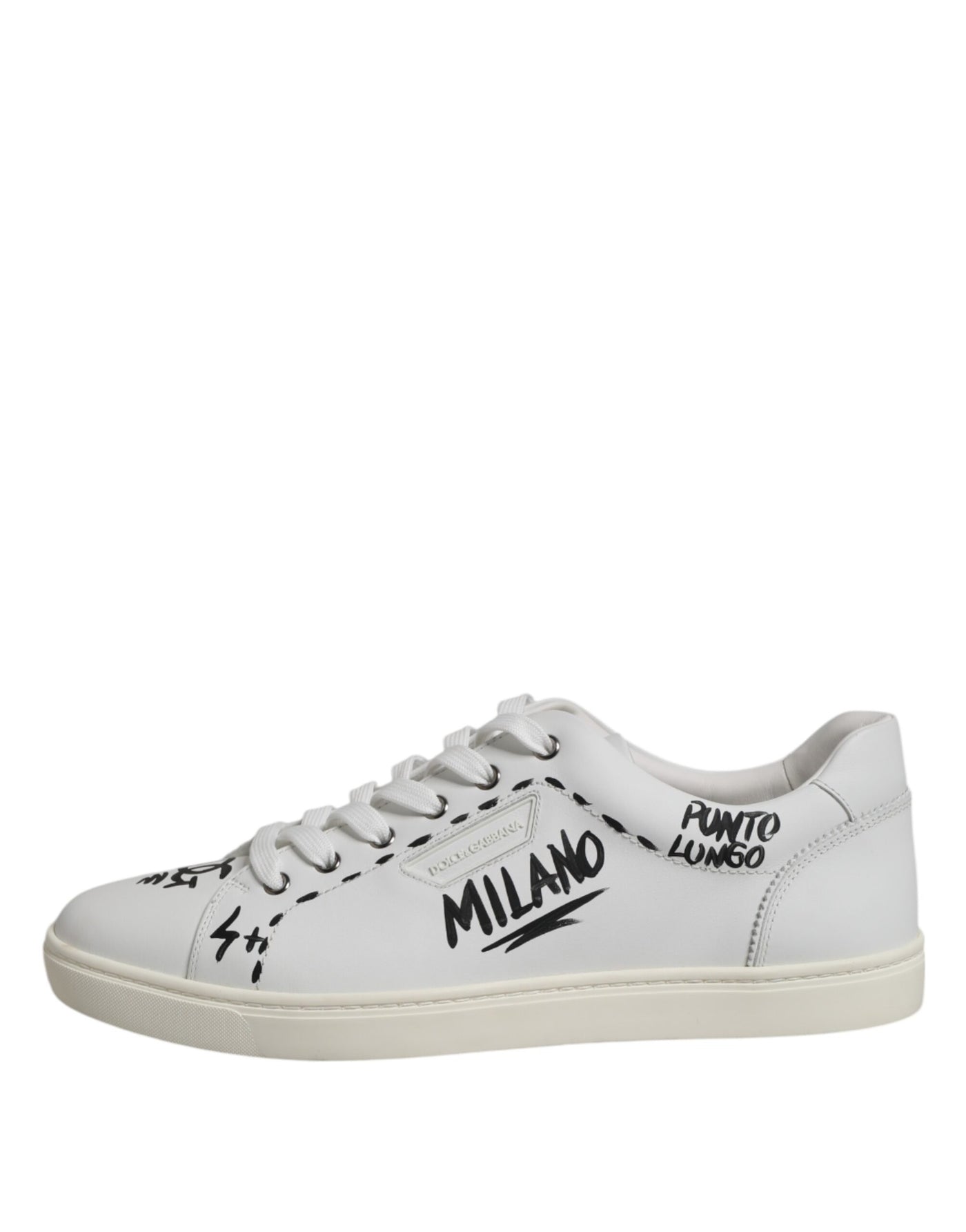 Dolce &amp; Gabbana Witte London Kalfsleren Heren Sneakers Schoenen