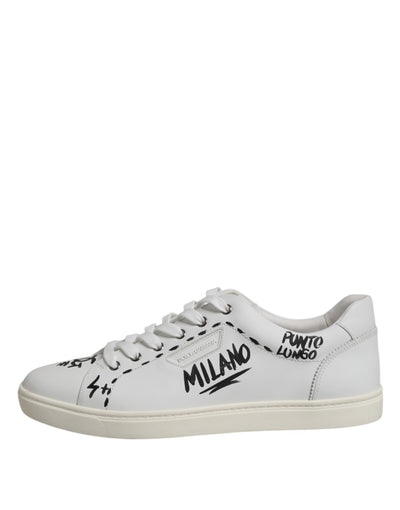 Dolce &amp; Gabbana Witte London Kalfsleren Heren Sneakers Schoenen