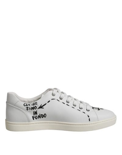 Dolce &amp; Gabbana Witte London Kalfsleren Heren Sneakers Schoenen