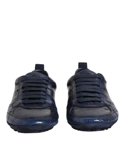Dolce &amp; Gabbana Donkerblauwe Leren Lage Heren Sneakers