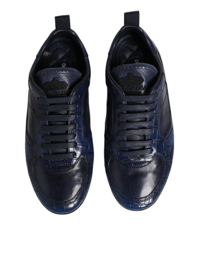 Dolce &amp; Gabbana Donkerblauwe Leren Lage Heren Sneakers