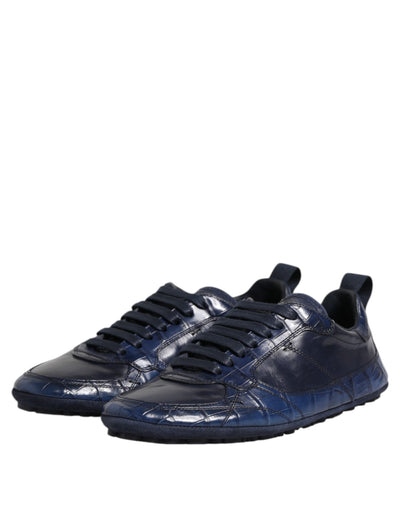 Dolce &amp; Gabbana Donkerblauwe Leren Lage Heren Sneakers