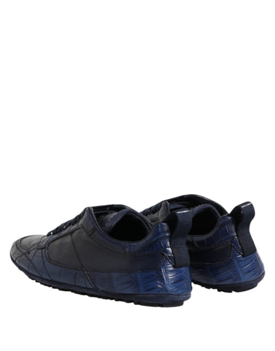 Dolce &amp; Gabbana Donkerblauwe Leren Lage Heren Sneakers