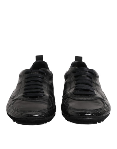 Dolce &amp; Gabbana Zwarte Exotische Leren Lage Sneakers Schoenen