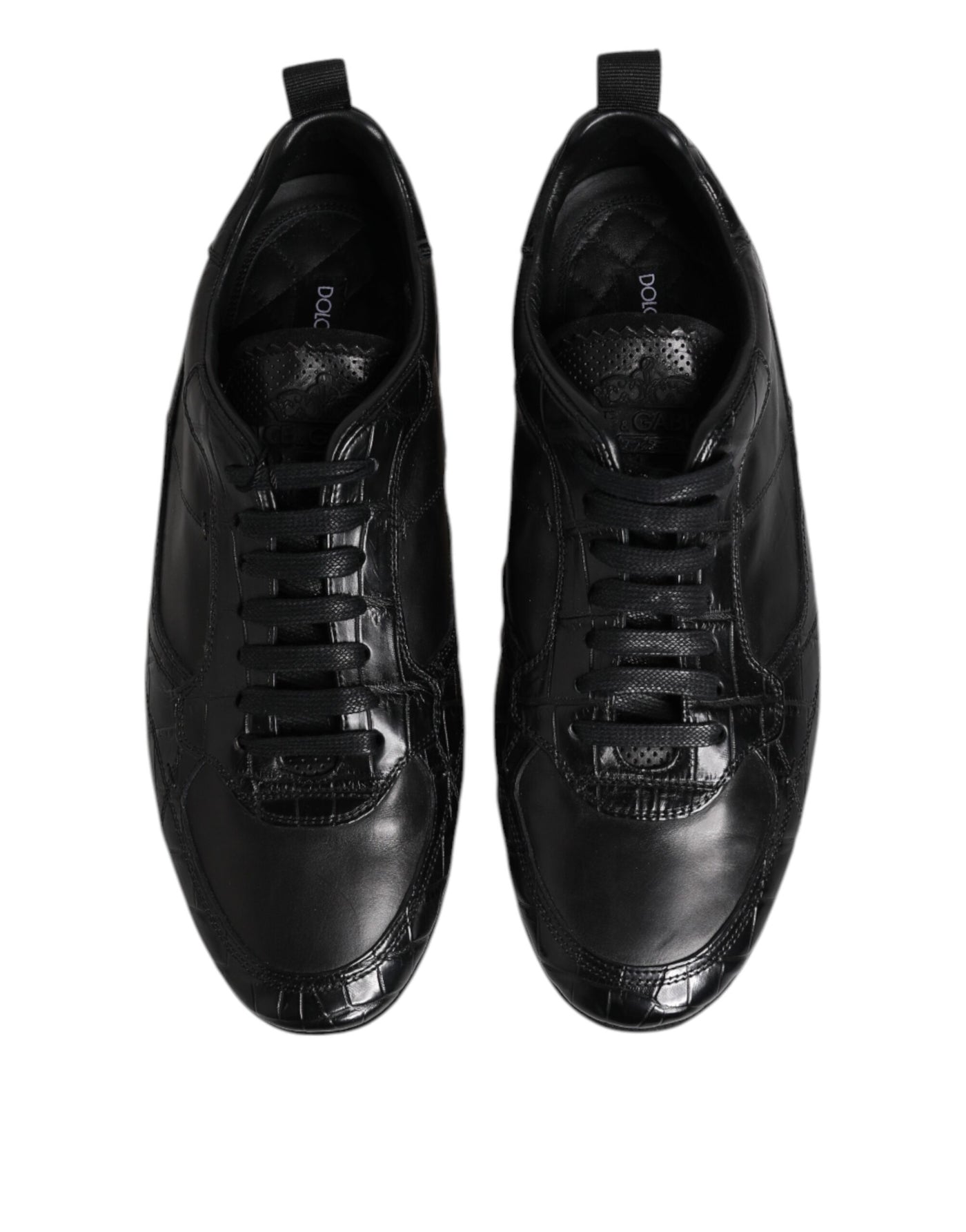Dolce &amp; Gabbana Zwarte Exotische Leren Lage Sneakers Schoenen