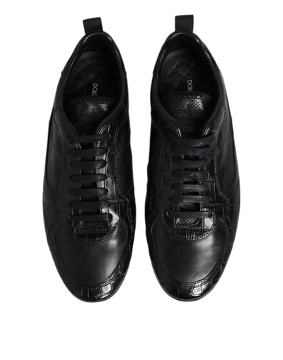 Dolce &amp; Gabbana Zwarte Exotische Leren Lage Sneakers Schoenen