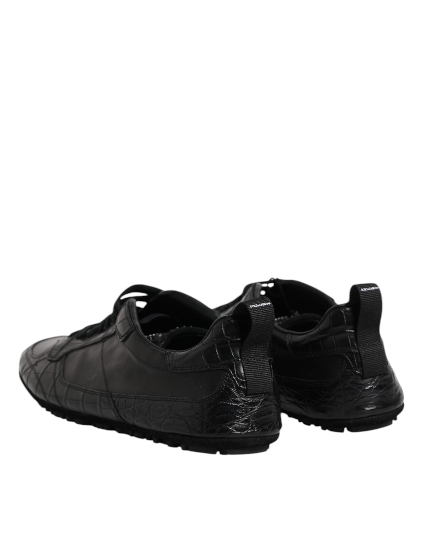 Dolce &amp; Gabbana Zwarte Exotische Leren Lage Sneakers Schoenen