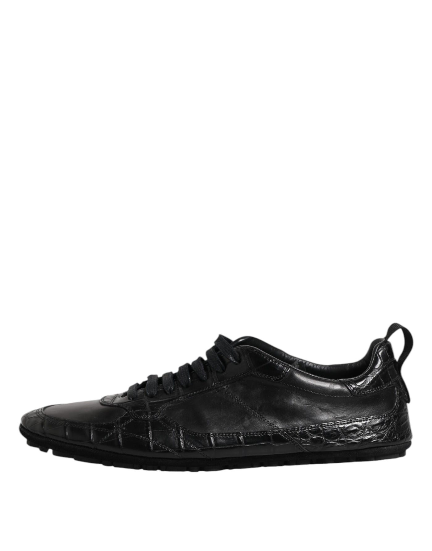 Dolce &amp; Gabbana Zwarte Exotische Leren Lage Sneakers Schoenen