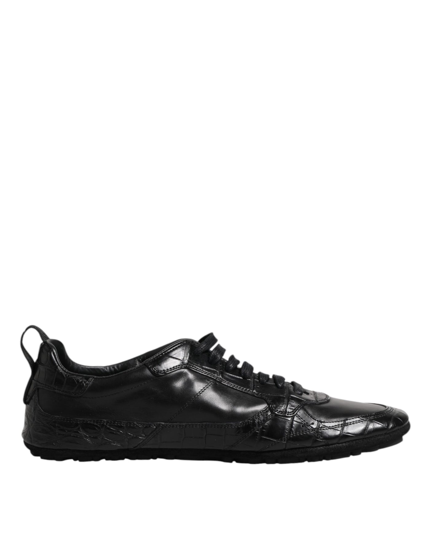 Dolce &amp; Gabbana Zwarte Exotische Leren Lage Sneakers Schoenen