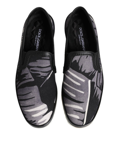 Dolce &amp; Gabbana Zwarte Tropische Slip-On Sneakers voor Heren