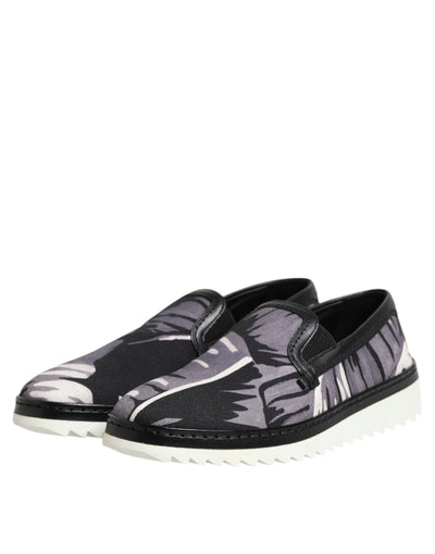 Dolce &amp; Gabbana Zwarte Tropische Slip-On Sneakers voor Heren
