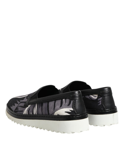 Dolce &amp; Gabbana Zwarte Tropische Slip-On Sneakers voor Heren
