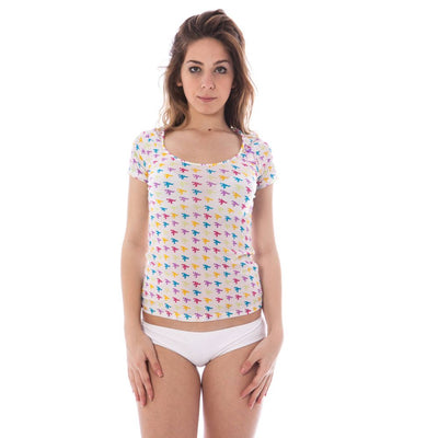 A-Style White Nylon Women T-Shirt