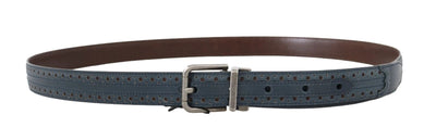 Ceinture Dolce &amp; Gabbana en cuir perforé bleu avec boucle grise