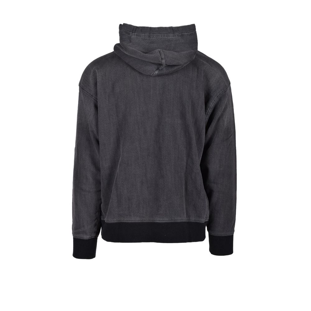 Sweat à capuche en coton gris Diesel