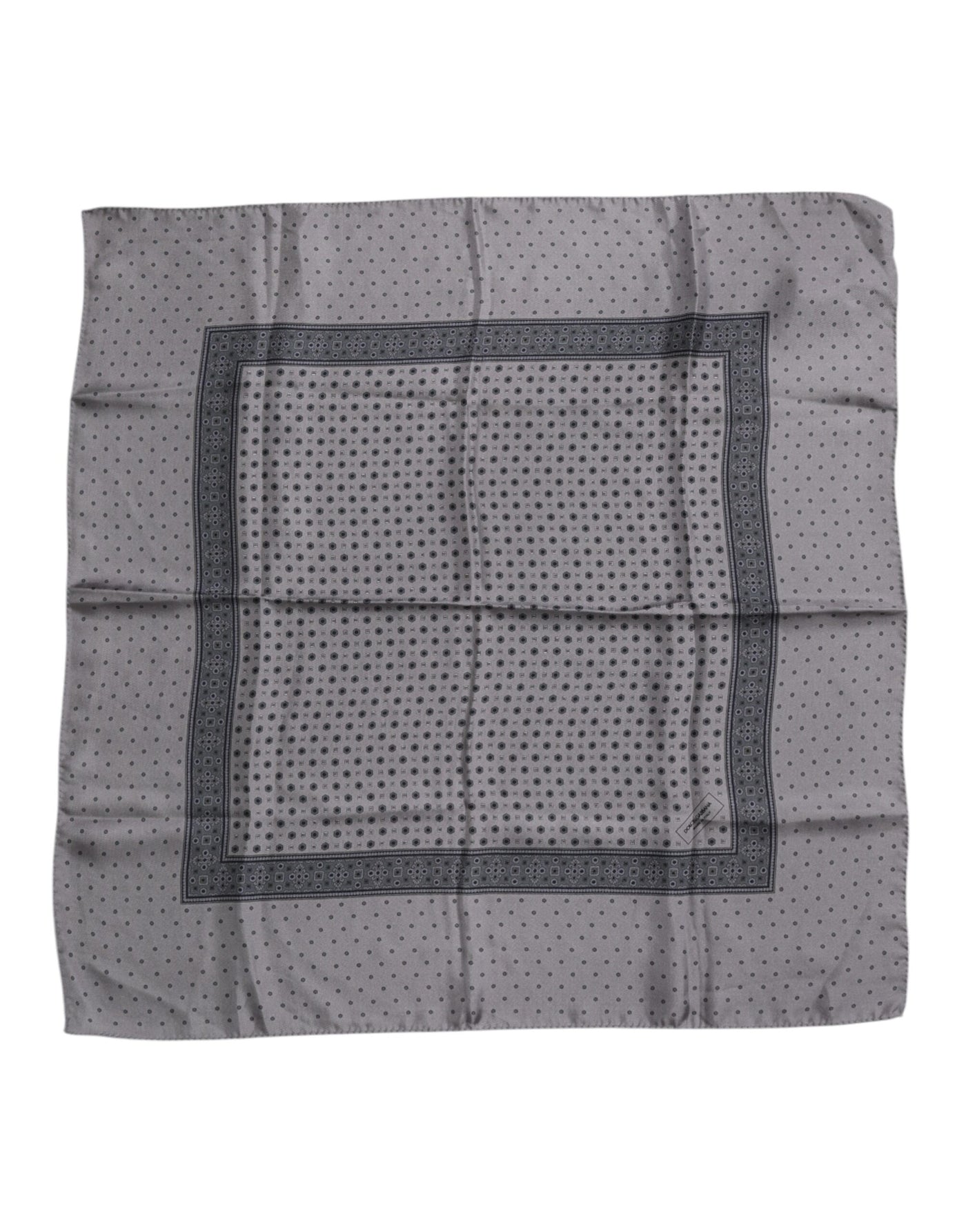 Dolce &amp; Gabbana Grijze Polka Dot Zijden Vierkante Heren Foulard Sjaal