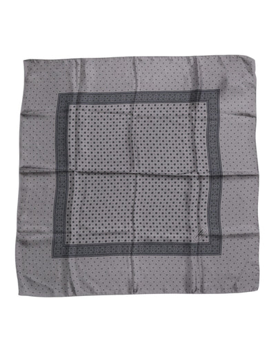 Dolce &amp; Gabbana Grijze Polka Dot Zijden Vierkante Heren Foulard Sjaal