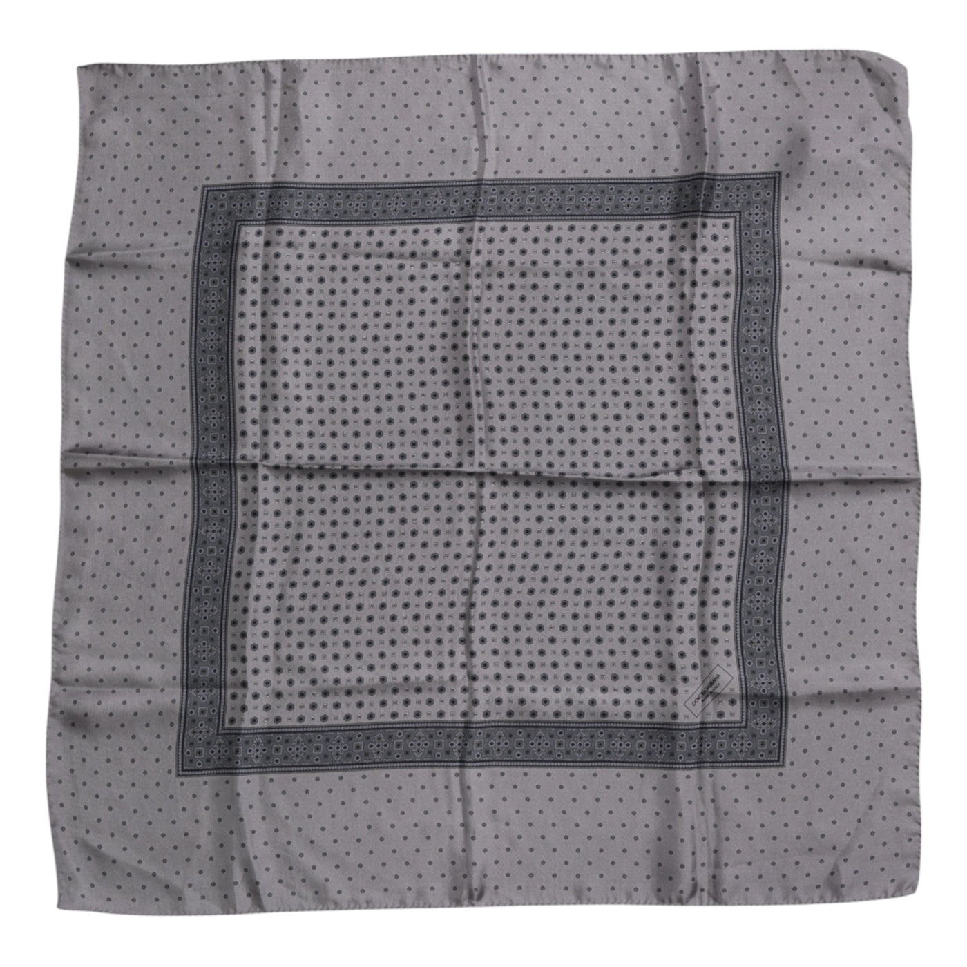 Dolce &amp; Gabbana Grijze Polka Dot Zijden Vierkante Heren Foulard Sjaal