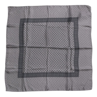 Dolce &amp; Gabbana Grijze Polka Dot Zijden Vierkante Heren Foulard Sjaal