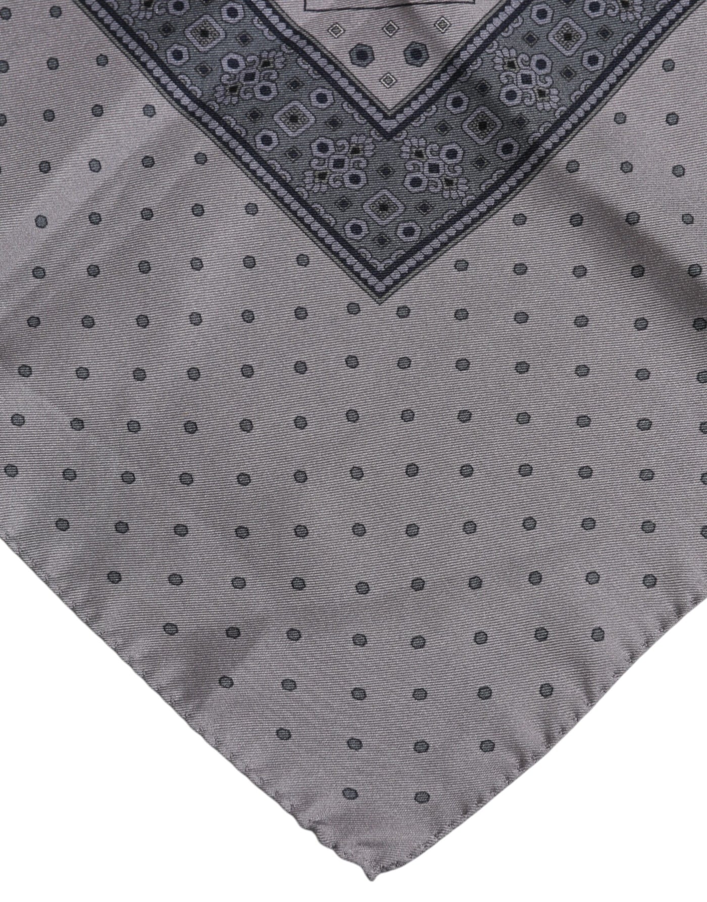 Dolce &amp; Gabbana Grijze Polka Dot Zijden Vierkante Heren Foulard Sjaal