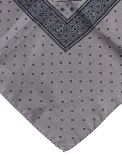 Dolce &amp; Gabbana Grijze Polka Dot Zijden Vierkante Heren Foulard Sjaal