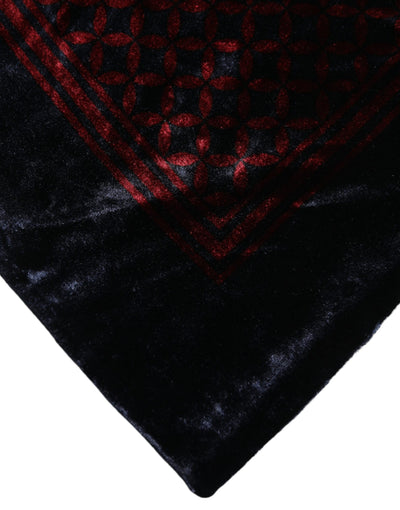 Dolce &amp; Gabbana Zwarte Rode Viscose Vierkante Heren Foulard Sjaal
