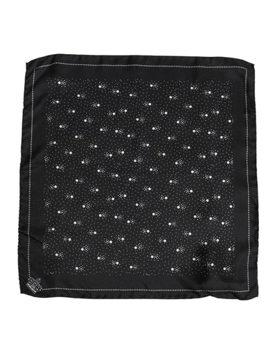 Dolce &amp; Gabbana Zwart Wit Geprinte Vierkante Heren Foulard Sjaal