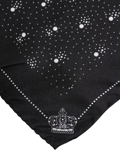 Dolce &amp; Gabbana Zwart Wit Geprinte Vierkante Heren Foulard Sjaal