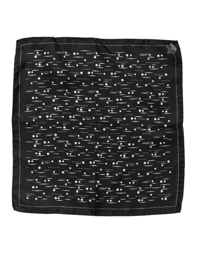 Dolce &amp; Gabbana Zwart Wit Geprinte Vierkante Heren Foulard Sjaal