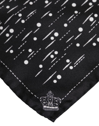 Dolce &amp; Gabbana Zwart Wit Geprinte Vierkante Heren Foulard Sjaal