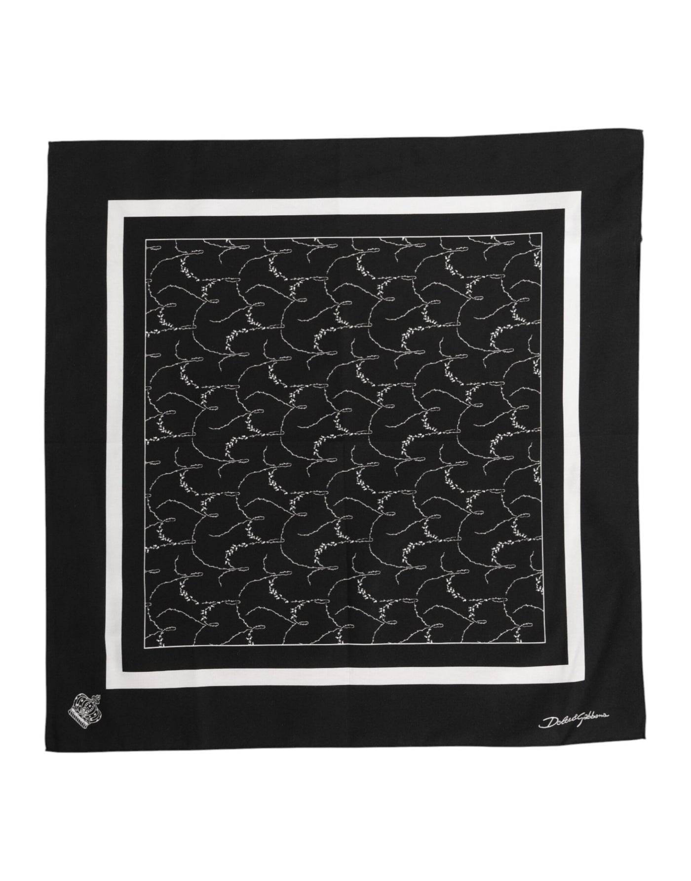 Dolce &amp; Gabbana Zwart Wit Geprinte Vierkante Foulard Sjaal
