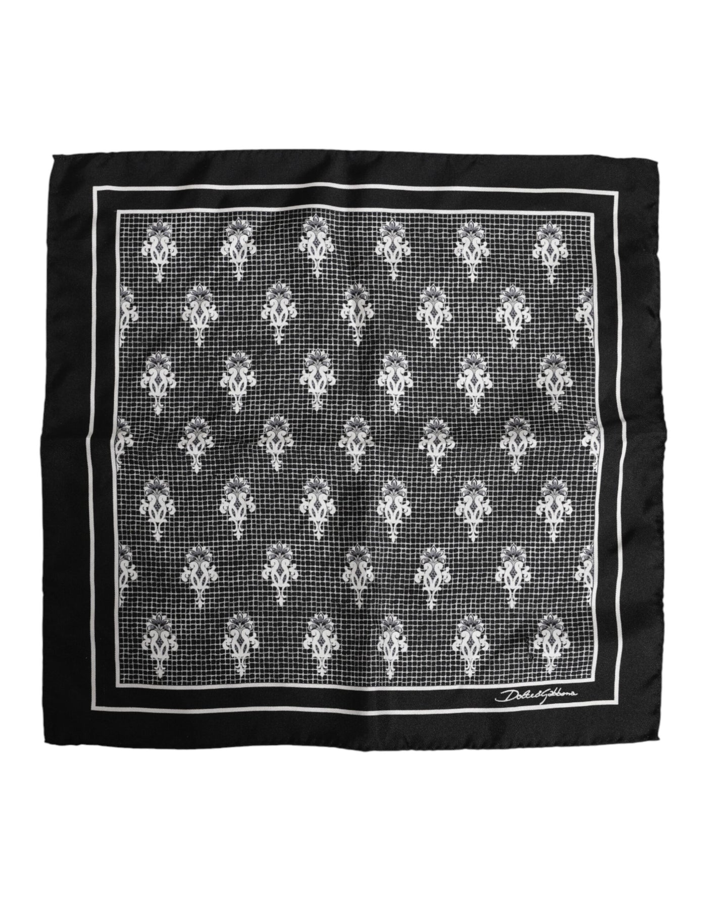 Dolce &amp; Gabbana Zwart Wit Geprinte Vierkante Foulard Sjaal