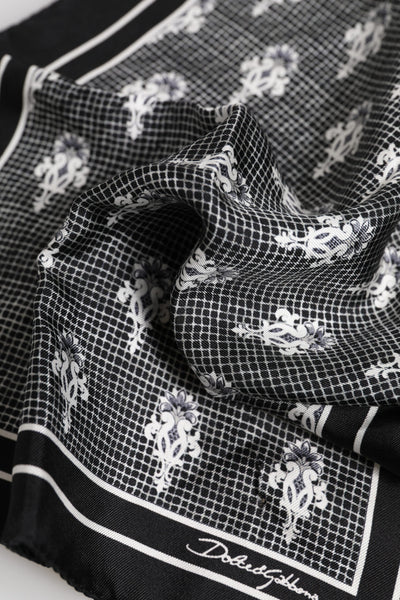 Dolce &amp; Gabbana Zwart Wit Geprinte Vierkante Foulard Sjaal