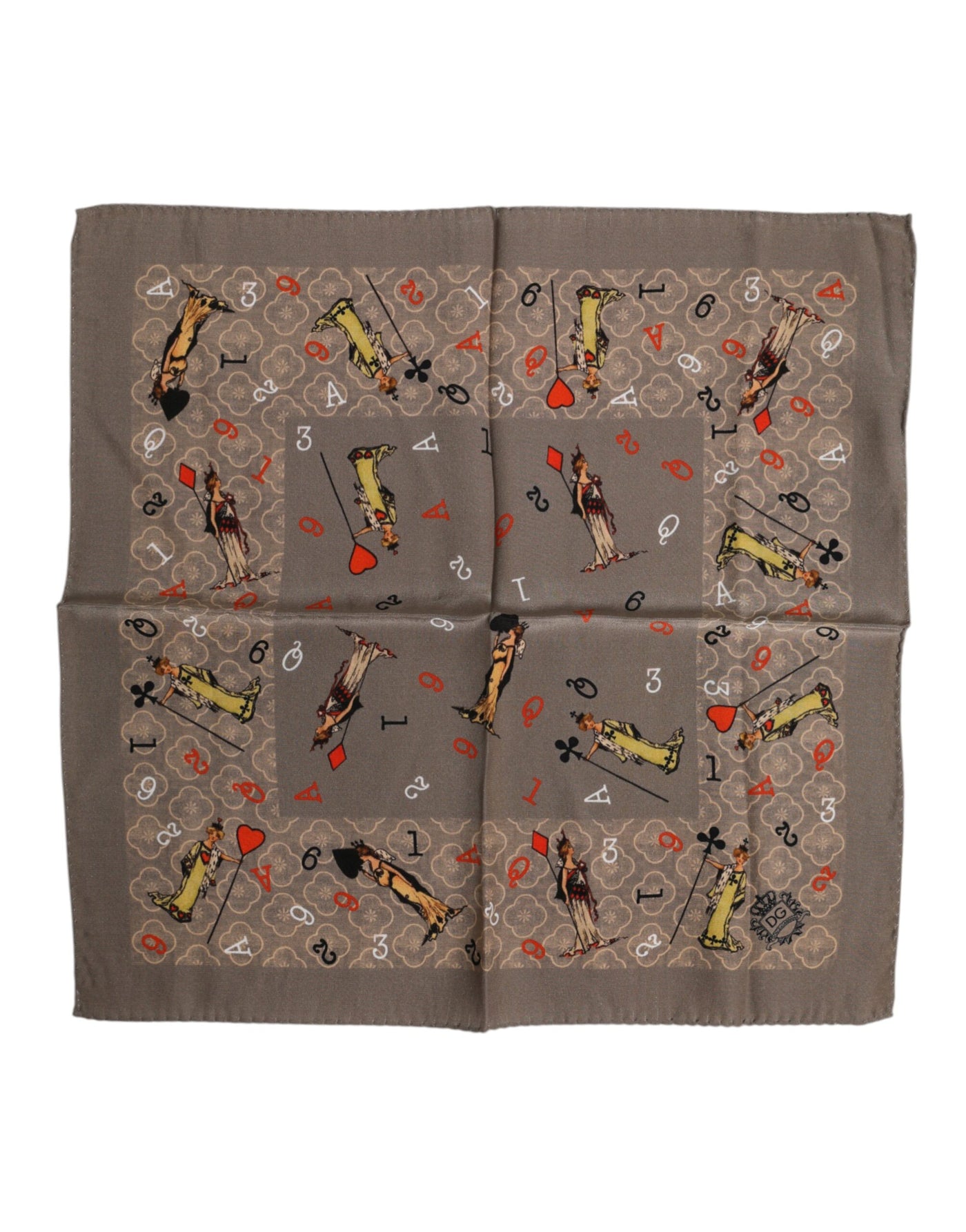 Dolce &amp; Gabbana Bruine Zijden Bedrukte Vierkante Heren Foulard Sjaal