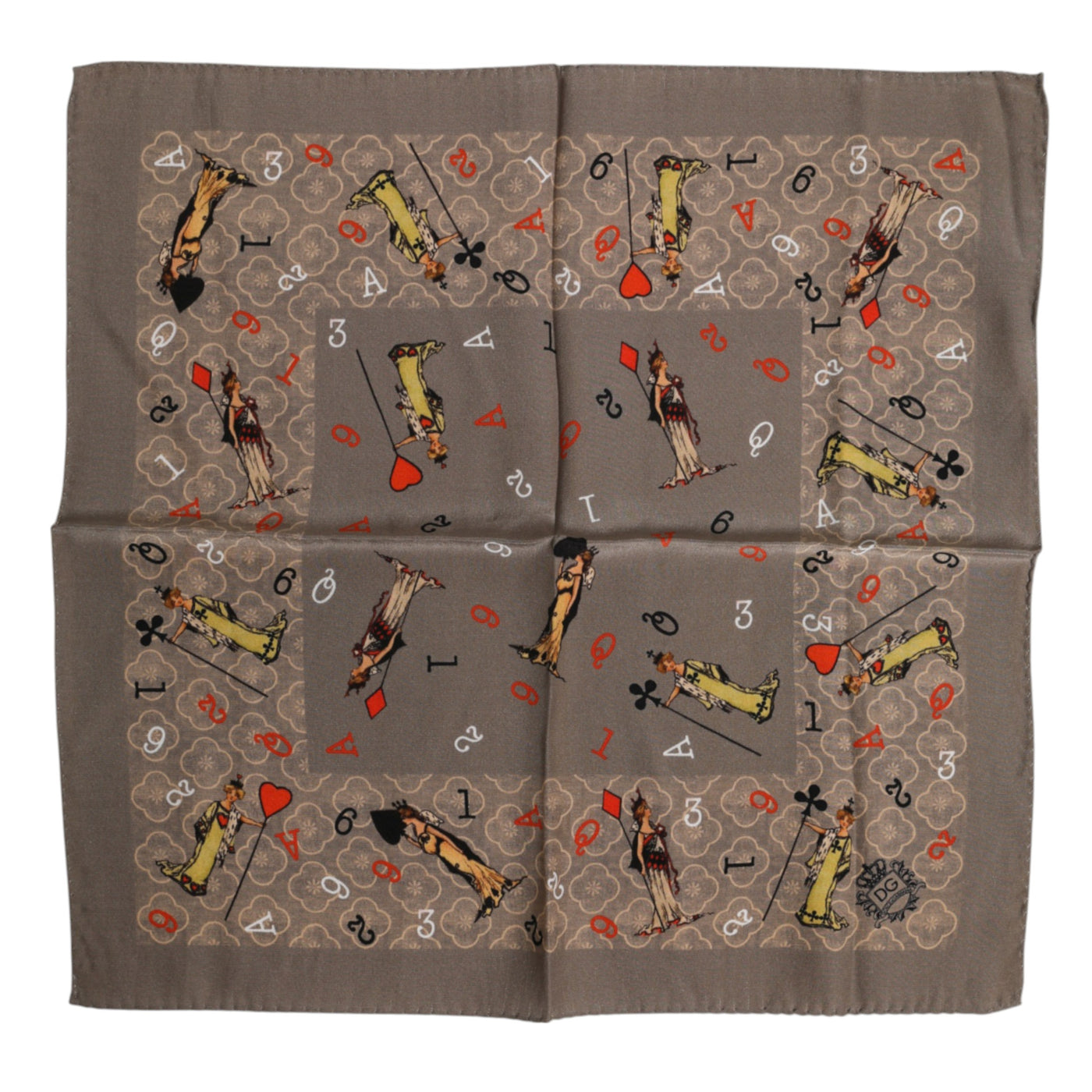 Dolce &amp; Gabbana Bruine Zijden Bedrukte Vierkante Heren Foulard Sjaal