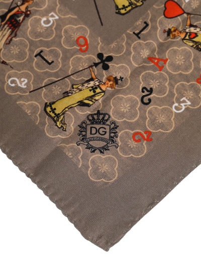 Dolce &amp; Gabbana Bruine Zijden Bedrukte Vierkante Heren Foulard Sjaal