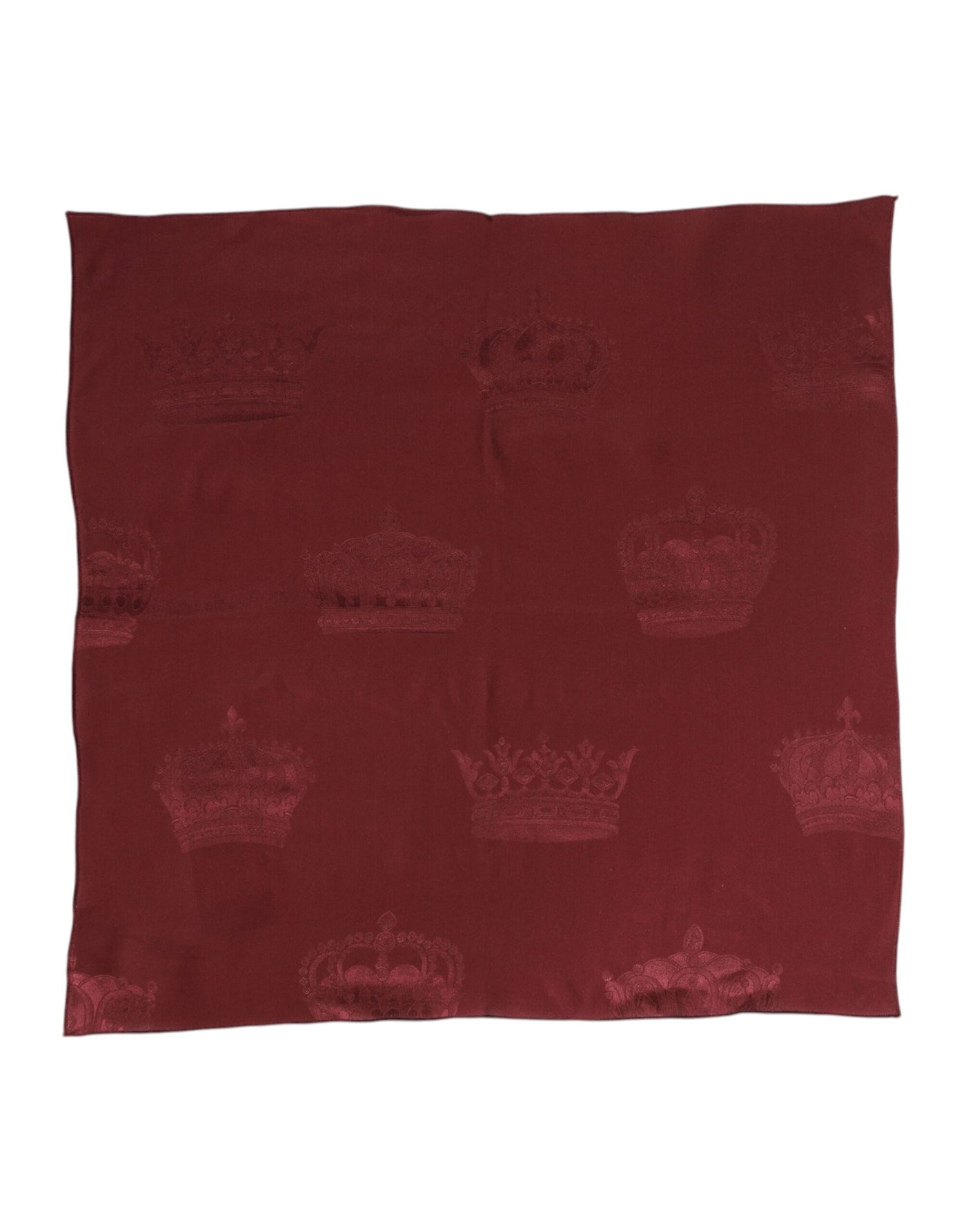 Dolce &amp; Gabbana Maroon Silk Crown Square Heren Foulard Sjaal