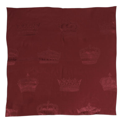 Dolce &amp; Gabbana Maroon Silk Crown Square Heren Foulard Sjaal