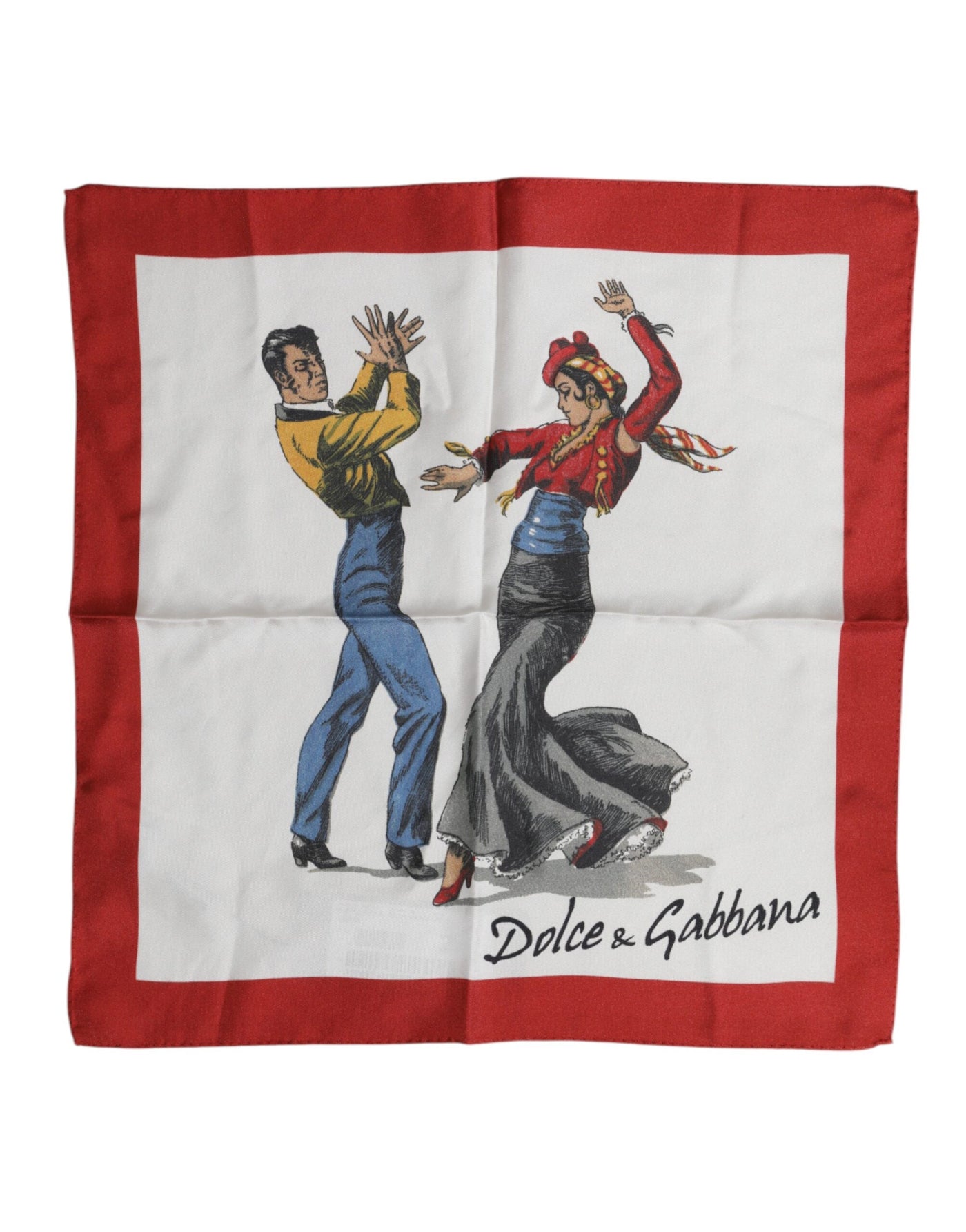 Dolce &amp; Gabbana Witte Zijden Vierkante Sjaal met Print voor Heren