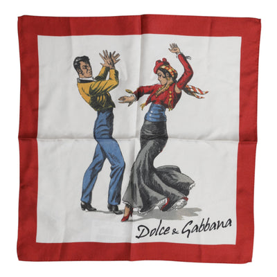 Dolce &amp; Gabbana Witte Zijden Vierkante Sjaal met Print voor Heren