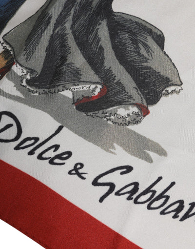 Dolce &amp; Gabbana Witte Zijden Vierkante Sjaal met Print voor Heren