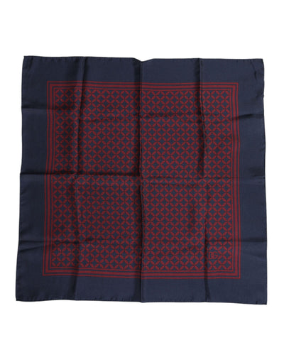 Dolce &amp; Gabbana Rood Blauw Geprinte Zijden Vierkante Heren Foulard Sjaal