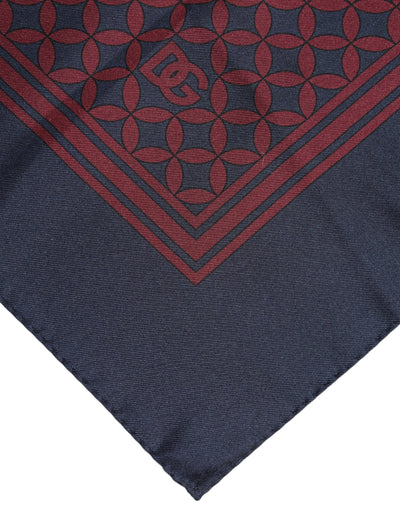 Dolce &amp; Gabbana Rood Blauw Geprinte Zijden Vierkante Heren Foulard Sjaal